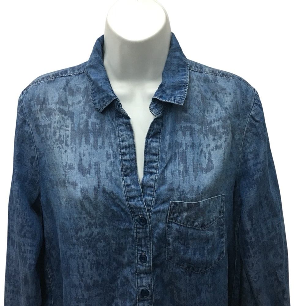 Cloth & Stone Blue Tencel Roll Tab 3/4 Button Pullover Shirt - Women’s XS - Picture 3 of 14